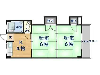 西山本コーポラス6号(2K/1階)の間取り写真
