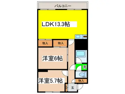 CLAIR(2LDK/2階)の間取り写真