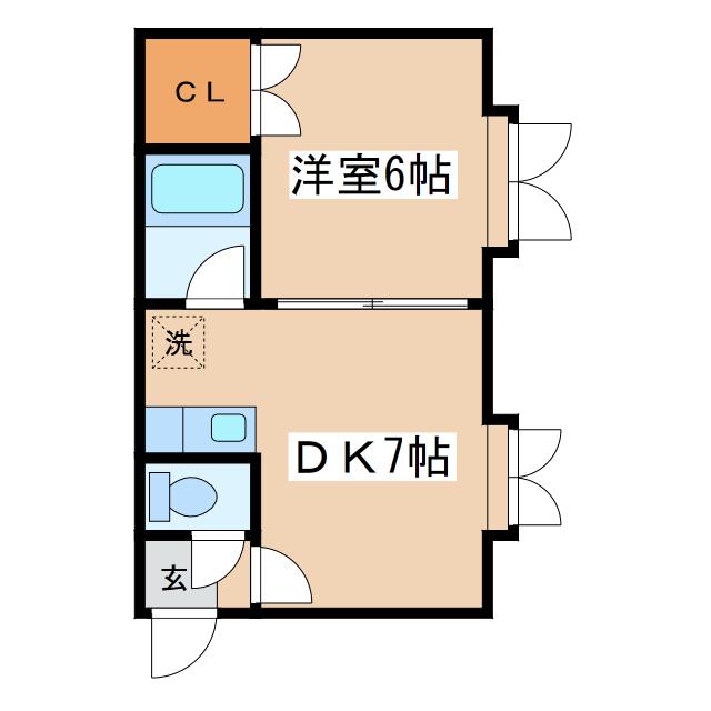 ノースキャピタルA(1DK/2階)の間取り写真