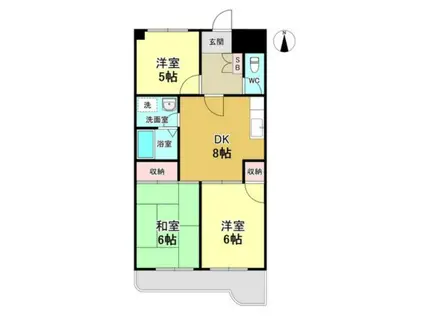 ロイヤルフラット野毛山弐番館(3DK/4階)の間取り写真