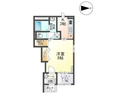 リヴィエール(1K/1階)の間取り写真