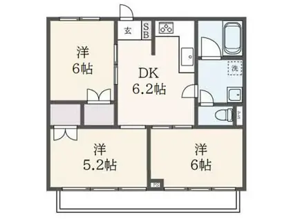 辻ハイムI(3DK/1階)の間取り写真