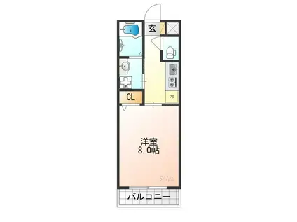 CREST TAPP京都丹波口II(ワンルーム/2階)の間取り写真