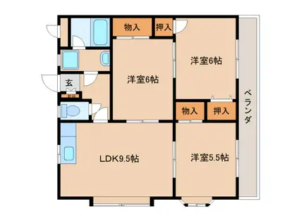 スカイハイツモリカワ(3LDK/2階)の間取り写真