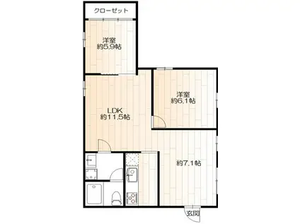 晋星ビルII(2SLDK/2階)の間取り写真