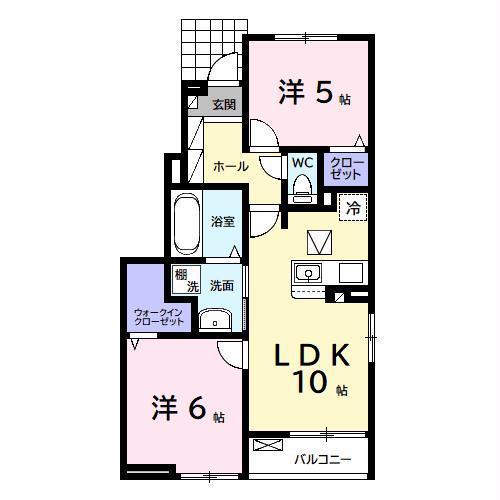 ロン ボヌール(2LDK/1階)の間取り写真