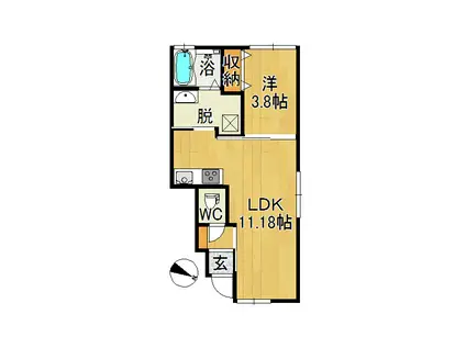 ル・ボヌールB(1LDK/1階)の間取り写真