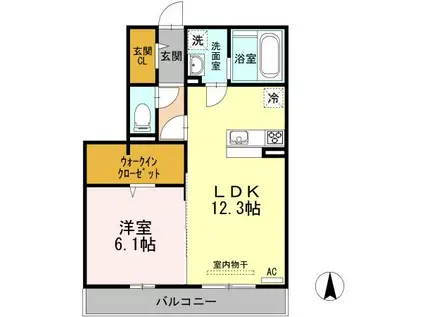 メゾンドルシアン(1LDK/2階)の間取り写真
