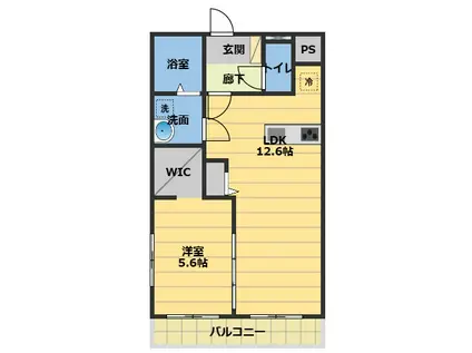 ルネス上浜(1LDK/4階)の間取り写真