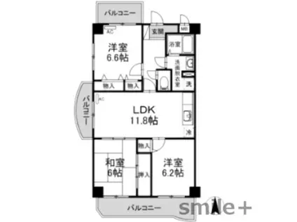 パークサイドHIRATA(3LDK/2階)の間取り写真