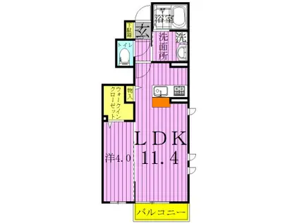 K.エスポワール(1LDK/1階)の間取り写真
