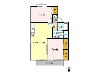 キングスガーデン A(2LDK/2階)の間取り写真