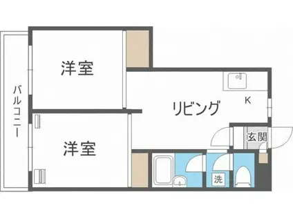 アルファスクエア北18条(2LDK/2階)の間取り写真