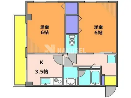 フラッツ奥沢(2K/2階)の間取り写真