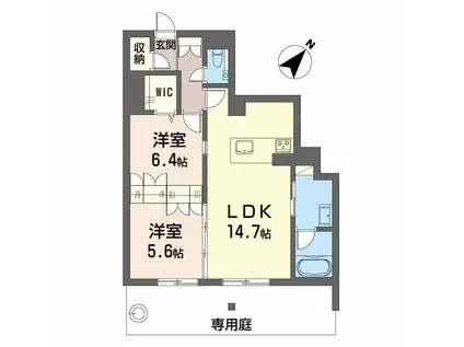 ラフィネ(2LDK/1階)の間取り写真