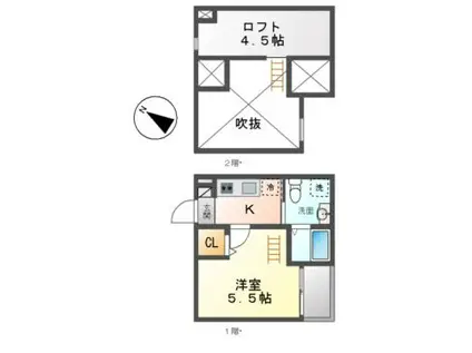 タウンコート鳴海(1K/1階)の間取り写真