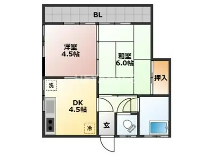 サンハイツ白木(2DK/2階)の間取り写真