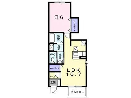 エレガント(1LDK/1階)の間取り写真