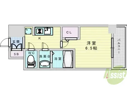 スワンズシティ新大阪ヴィーヴォ(1K/14階)の間取り写真