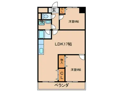 第4晴和ビル(2LDK/7階)の間取り写真