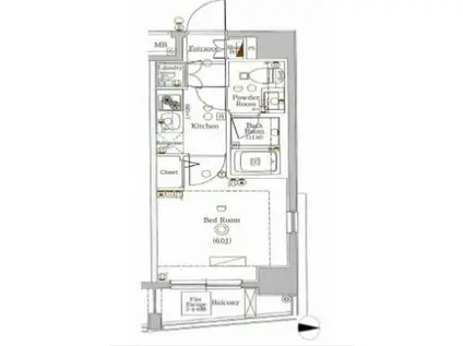 AXAS中野(1K/2階)の間取り写真