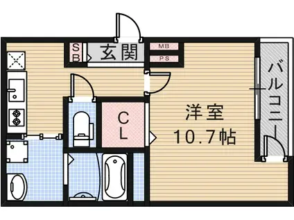 フジパレス山之内X番館(1K/3階)の間取り写真