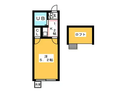 ハイツ鍵屋西町 西棟(1K/1階)の間取り写真