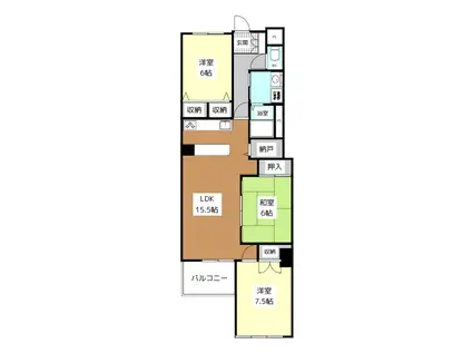 グランドハイツ東公園(3LDK/2階)の間取り写真