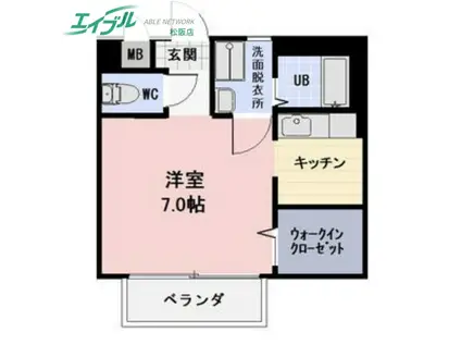 エスポワール(1K/2階)の間取り写真