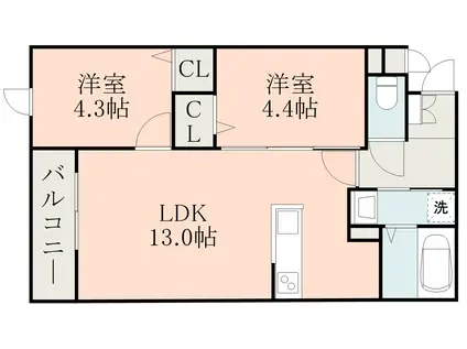 LA-CHIC上塩屋(2LDK/2階)の間取り写真