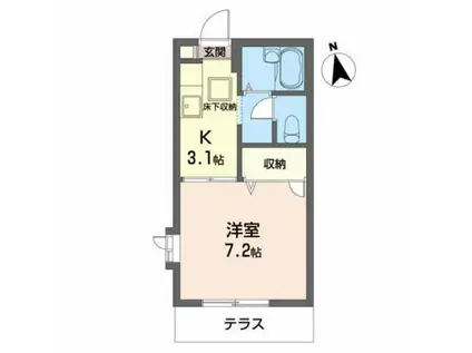 ぱすてるはうすR(1K/1階)の間取り写真