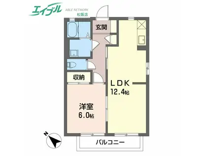 パルまつさかII(1LDK/2階)の間取り写真