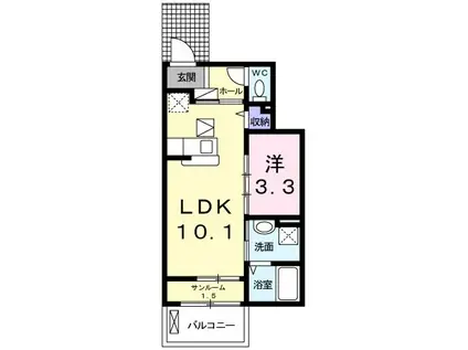 ティアラI(1LDK/1階)の間取り写真