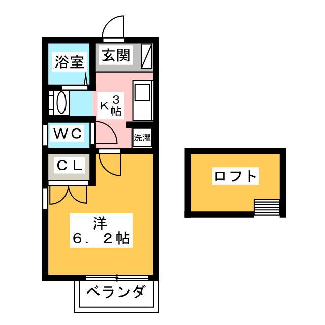 パルテネール北及 S棟(1K/1階)の間取り写真