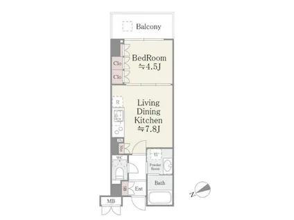 リバーパーク門前仲町(1LDK/5階)の間取り写真
