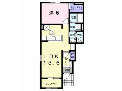 プレミアコート鹿嶋II(1LDK/1階)の間取り写真