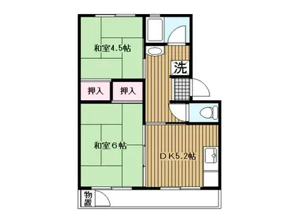 JR東海道本線 大船駅 バス乗車時間:19分 最寄りバス停で下車 徒歩3分 5階建 築53年(2DK/1階)の間取り写真