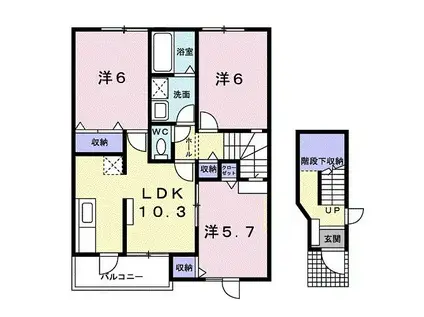 メゾン ベルグラース B(3LDK/2階)の間取り写真