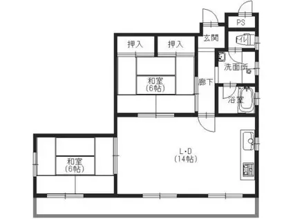 森田ビル(2LDK/3階)の間取り写真