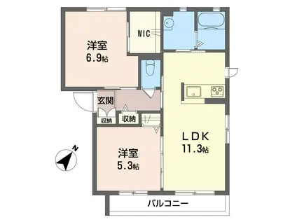 MAISON HIMAWARIIII(2LDK/1階)の間取り写真