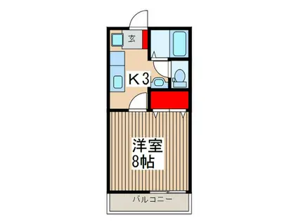 サンビレッジ武蔵野II(1K/3階)の間取り写真