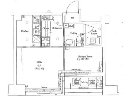 クリスタルブライト本町東(1LDK/11階)の間取り写真