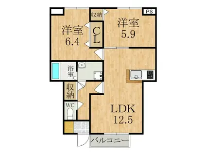 ガーデンコート CMK(2LDK/1階)の間取り写真