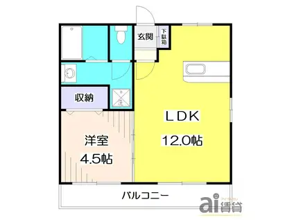 三上ハイツB(1LDK/1階)の間取り写真