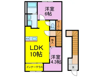羽生市東スターテラスII(2LDK/2階)の間取り写真