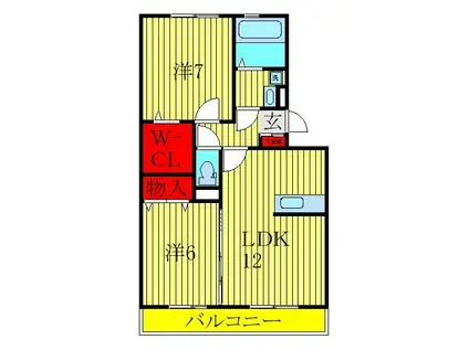 スプリングフォレストB(2LDK/2階)の間取り写真