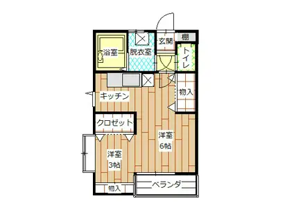 アローホーム(1K/2階)の間取り写真