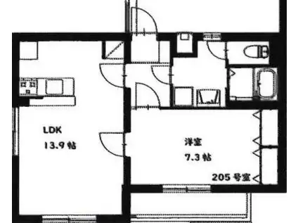 ファーム・ヴィラII(1LDK/2階)の間取り写真