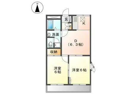ミロワールM(2DK/1階)の間取り写真
