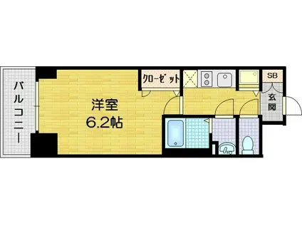 プレサンス京都四条烏丸響(1K/4階)の間取り写真